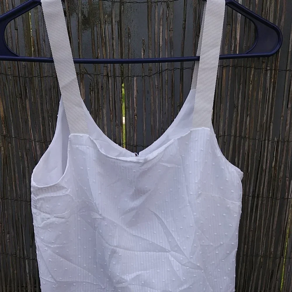 J. Crew White Textured Lace Peekaboo Tank Top - No Size Tag - See Measurements